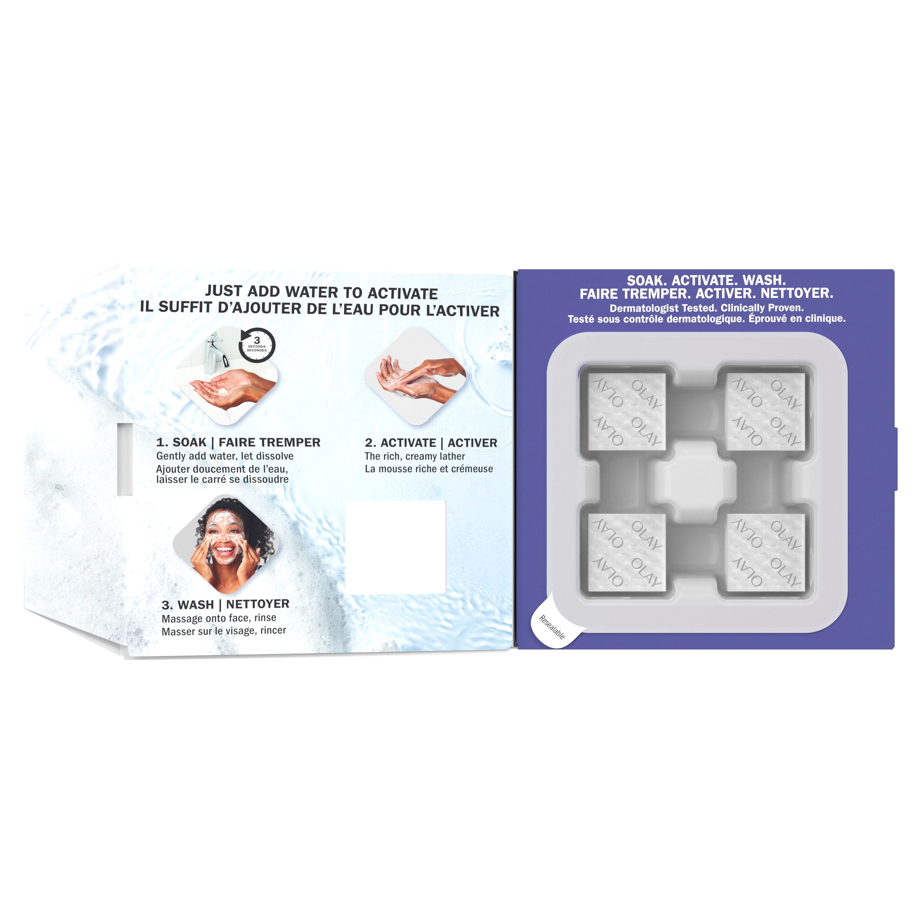 Nettoyant fondant pour le visage Olay + Rétinol, nettoyant pour le visage activé par l’eau, 32 unités, pour nettoyer, tonifier et rafraîchir la peau 32CT