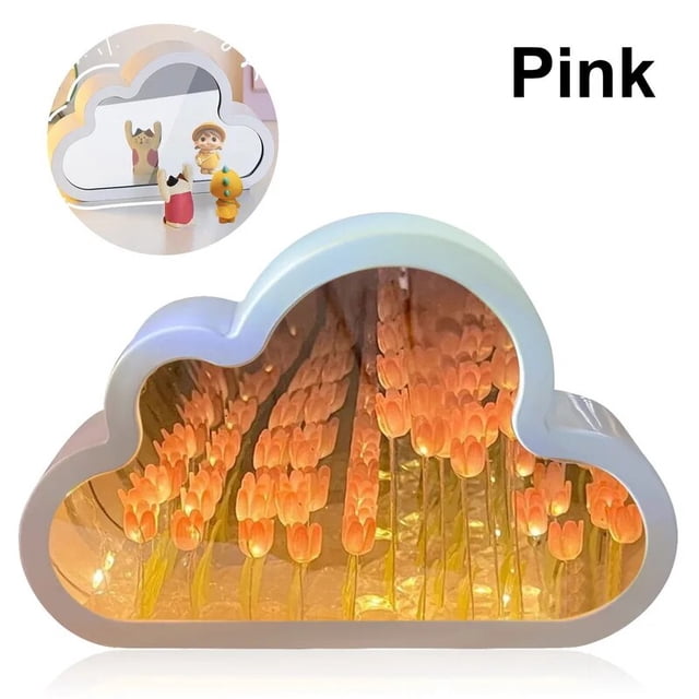 Lámpara LED de tulipanes y nubes para decoración del hogar, tulipanes hechos a mano, flores, regalos del Día de San Valentín, sala de estar