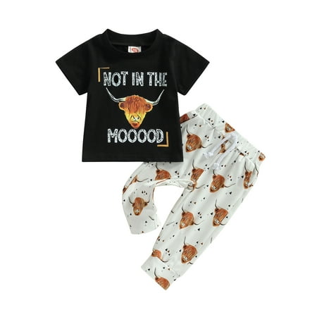 

Toddler Baby Boy Clothes Summer Outfits Short Sleeve Cowboy T-Shirt Tops and Jogger Pants Set