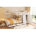 thumbnail image 4 of Full Size Bunk Bed with 2 Large Drawers & 5 Small Drawers, MDF & Solid Wood Construction, Modern Storage Design with Small Wardrobe – White, 4 of 9