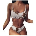 thumbnail image 3 of Miluxas Swimsuits for Women,Women Tie-dye Pattern Top with Panty Bikini Set Two Piece Swimwear Khaki M(M), 3 of 8