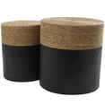 thumbnail image 6 of DecMode 19" x 20" Black Wood Handmade Accent Table with Brown Wrapped Seagrass Tabletops, 2-Pieces, 6 of 12