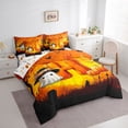 thumbnail image 2 of Manfei Spooky Halloween Theme 7-Piece Twin Bedding,Kawaii Ghosts Bedding Comforter Set,Orange,Halloween Reversible, 2 of 7