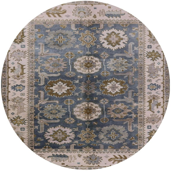 Ahgly Company Indoor Round Mid-Century Modern Puce Purple Area Rugs, 7' Round