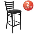 thumbnail image 4 of 2 Pk. HERCULES Series Black Ladder Back Metal Restaurant Barstool - Black Vinyl Seat, 4 of 8