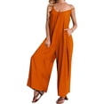 thumbnail image 3 of Iaqnaocc Women Jumpsuits Plus Size Boho Summer Sleeveless Jumpsuits Rompers Loose Fit Spaghetti Strap Jumpsuits Baggy Overalls Orange M, 3 of 6