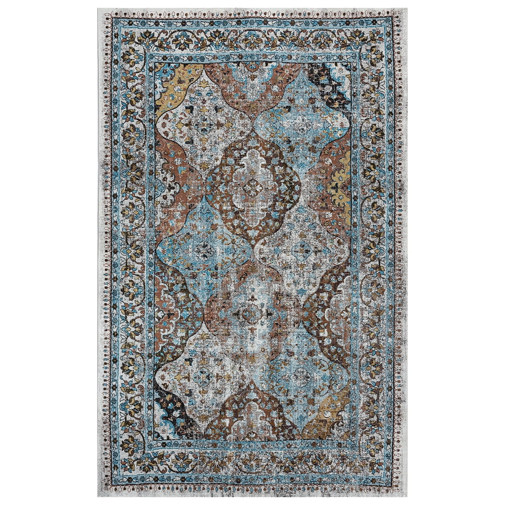LR Home Distressed Bright Blue 4x6 Tabriz Area Rug - Walmart.com