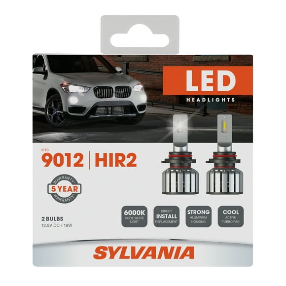 Sylvania 9012 LED Powersport Headlight Bulbs | 6000K Cool White Light - 2 Pack