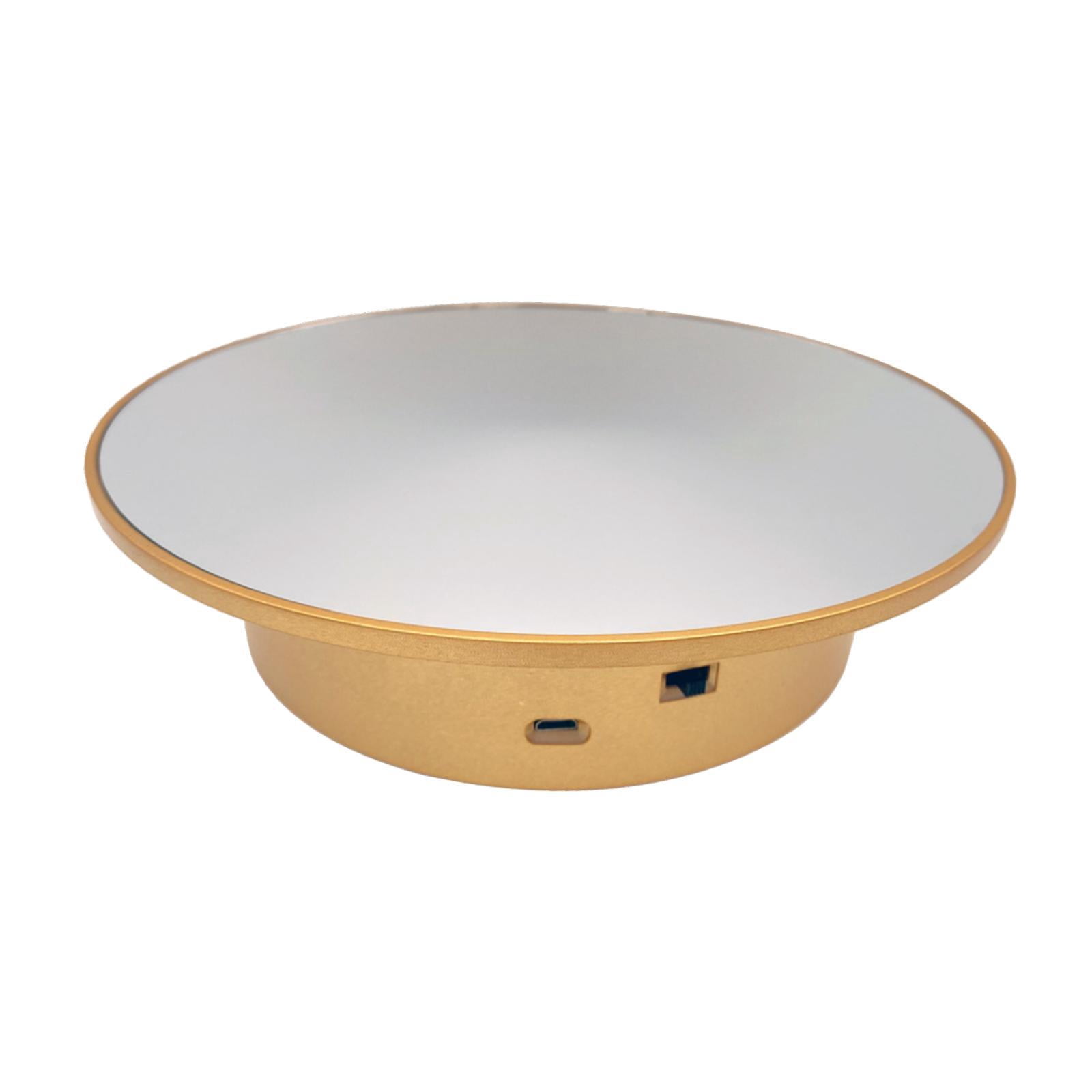 MAGIDEAL Electric Rotating Display Stand Automatic Revolving for Bag Glasses Gold bottom mirror