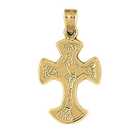 18K Yellow Gold Nugget Cross Pendant - 31 mm