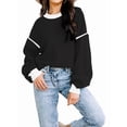 thumbnail image 2 of Women'S Oversized Sweater Autumn Fashion Trendy Batwing Sleeve Colorblock Striped Knit Pullover Black M, 2 of 6