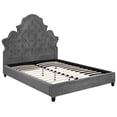 thumbnail image 3 of Modway Valentina Queen Tufted Nailhead Performance Velvet Platform Bed in Gray, 3 of 5