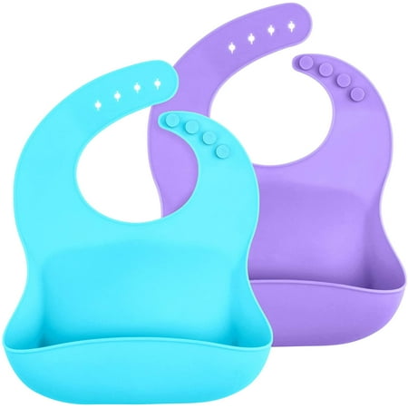 

Waterproof Silicone Baby Bibs (Set of 2) | Pocket to Catch Food