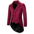 thumbnail image 2 of Mens Gothic Tailcoat Jacket Steampunk Victorian Coat Red XL, 2 of 6