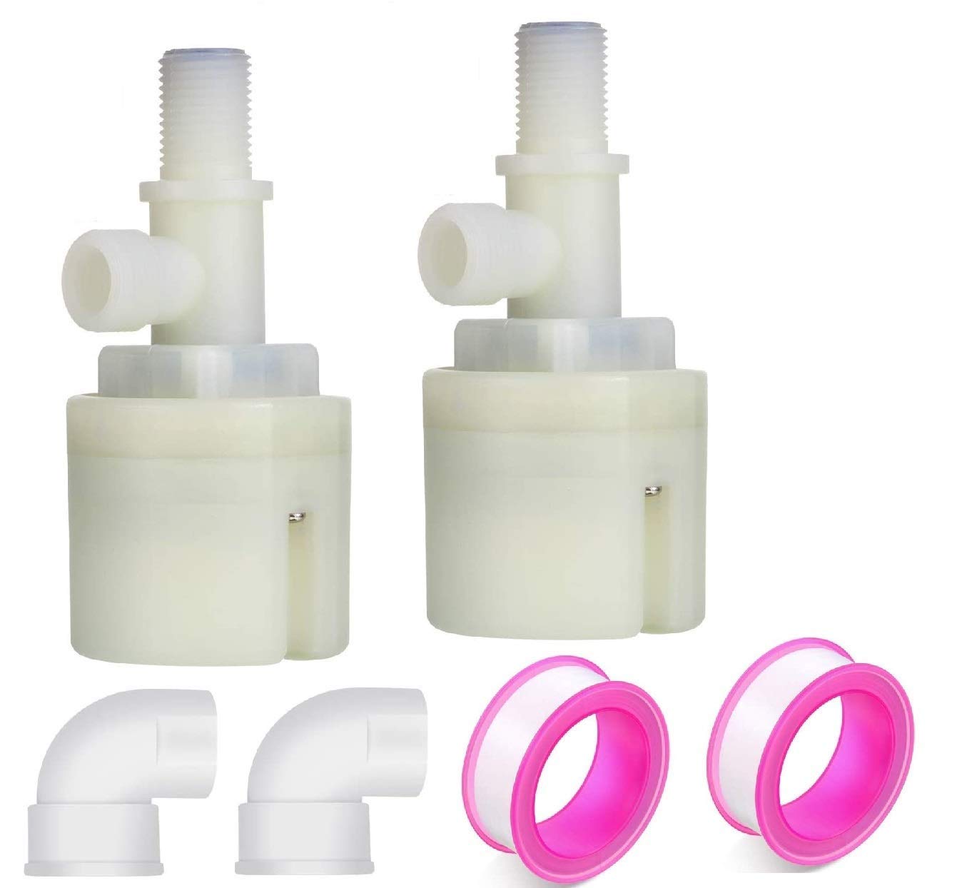 2 Pack 1/2 Inch Float Valve Set, Automatically Adjust Water Level Float Valve, Plastic Float