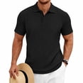 thumbnail image 2 of Bxsruta Men's Casual Textured Knit Polo Shirt Short Sleeve Button Front Breathable Solid Collared Pullover, 2 of 8