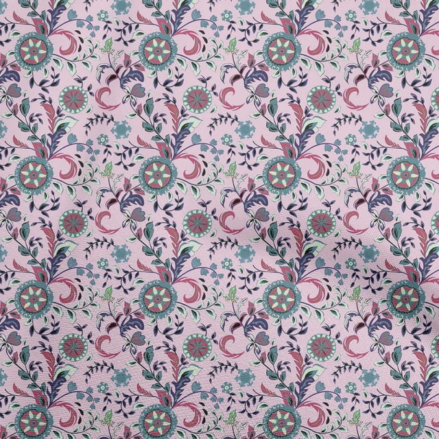oneOone Velvet Light Pink Fabric Asian Suzani Craft Projects Decor Fabric Printed By The Yard 58 Inch Wide