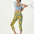 thumbnail image 6 of Womens Capri Leggings Daisy Print High Waisted Athletic Pants Lightweight Workout Pants Casual Summer Pull On Yoga Capris, 6 of 8