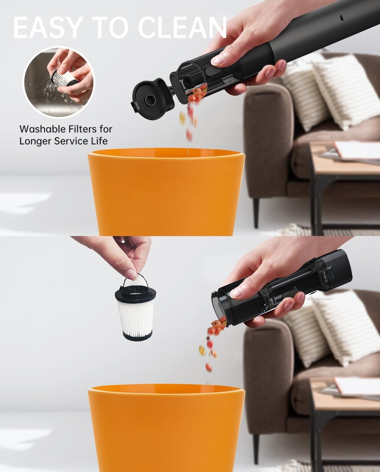 AutoBot Car Vacuum Cleaner High Power, 20000PA Handheld Vacuum for 50 Mins Runtime, Portable Vacuum for Car Home Cleaning, Rechargeable Mini Hand Held Vacuum