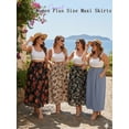 thumbnail image 4 of SHOWMALL Women's Plus Size High Waisted Maxi Skirts with Pockets, Gray Blue 3X Boho Flowy A-Line Long Skirt, Casual Summer Beach Skirt with Drawstring, 4 of 8