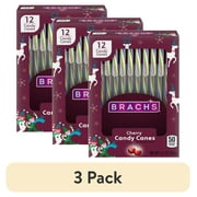 (3 pack) Brach's Holiday Cherry Candy Canes, Christmas Candy Canes, 5.3 oz, 12 Count