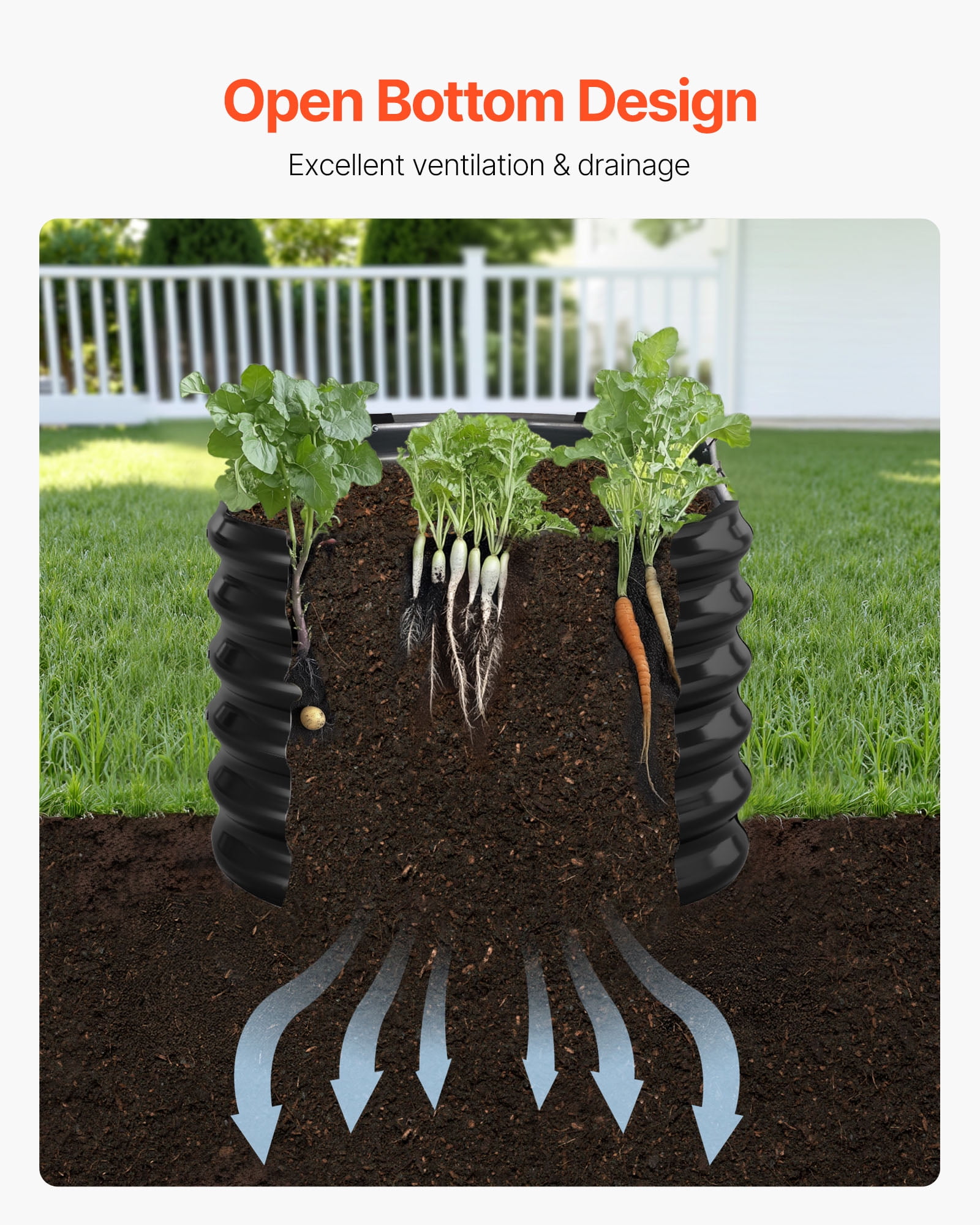 VEVOR Metal Raised Garden Bed, 8 x 2 x 2 ft Oval Outdoor Galvanized Planter Garden Box, Open Bottom Design, Large Planter Raised Bed for Growing Vegetables, Flowers, Herbs, and Succulents, Dark Gray