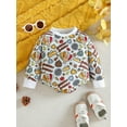 thumbnail image 2 of LMLYSoH Baby Girls Boys Sweatshirts Rompers Thanksgiving Clothes Turkey Letter Pumpkin Print Crew Neck Long Sleeve Toddler Bodysuits, 2 of 9