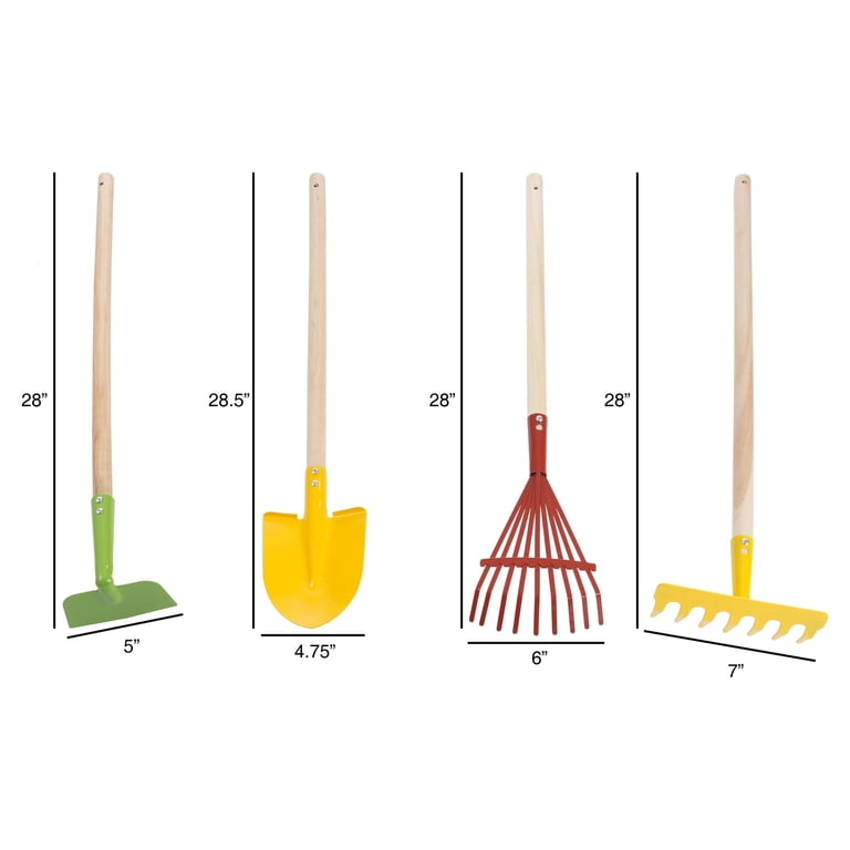 Hey! Play! Kids Garden Tool Set, 4-Piece Wood Handles photo 2