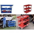 thumbnail image 2 of 3 Tier Heavy Duty Metal Tool Cart with Wheels, Durable Tool Storage, Load Capacity Rolling Utility cart for Garage Storage, Office Spaces, & Kitchen Use (Red), 2 of 8