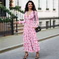 thumbnail image 4 of FKELYI Long Sleeve Maxi Dress for Women V-Neck Soft Casual Dress Pink Leopard Print Flowy A-Line Dresses with Side Pockets for Party Wedding, M, 4 of 6