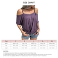 thumbnail image 5 of Women Cold Shouler T Shirt Pure Color Short Sleeve Loose Fitting Camisole Top for Summer Light Purple S, 5 of 5