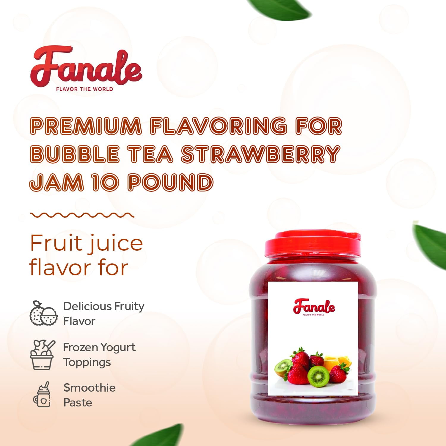 Fanale Premium Strawberry Flavoring Jam for Bubble Tea, Smoothies, Slushes, and Desserts, 10 lb