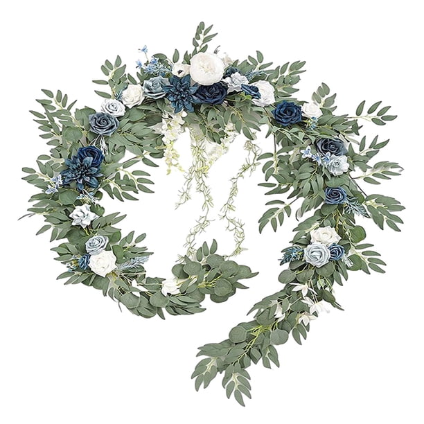 Guirnalda de eucalipto Artificial, Floral, planta colgante de pared, simulación de 180cm para boda, arco, jardín, decoración de fiesta en azul