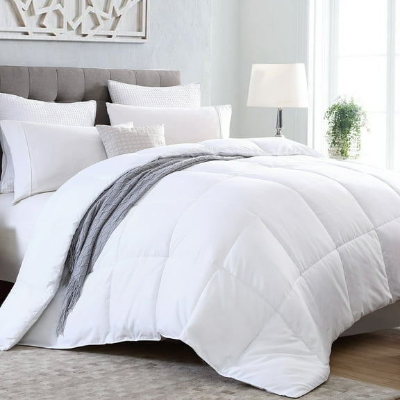 Kingsley Trend Comforter Queen Size Duvet Insert Comforter, Soft Lightweight White Comforter Down Comforter Queen Size Cooling Bed Comforter Fluffy White Home Bedding Down Alternative Comforter Queen