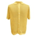 thumbnail image 5 of MIXUE Mens Casual Button Down Shirts Solid Color Lapel Summer Fashion Short Sleeve Shirt Tops Outwear,Yellow,M, 5 of 5