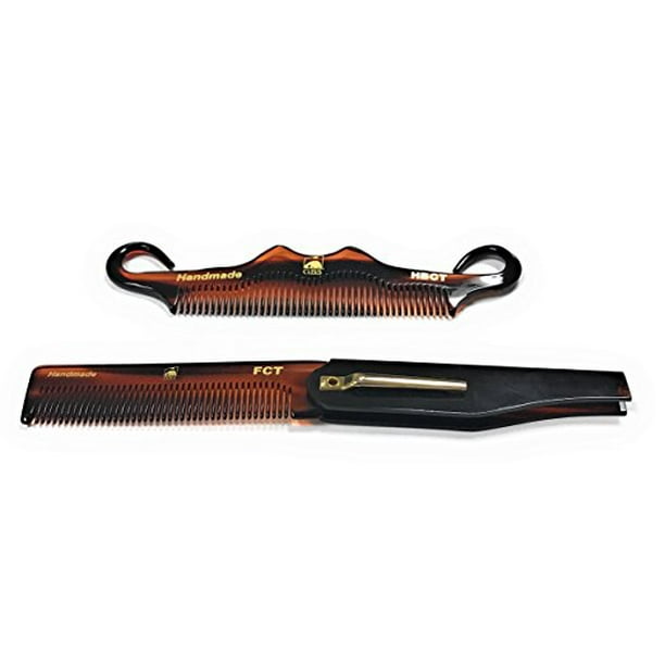 2 Pack Men's Combs Handle Bar Comb for Mustache & Folding Hair Comb