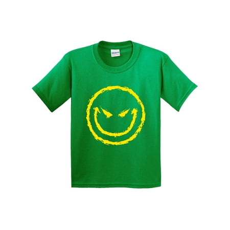 - New Way 903 - Youth T-Shirt Evil Smiley Smile Emoji Face XL Kelly Green