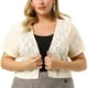 thumbnail image 1 of Women's Plus Size Shrug Cardigan Lace Allover Open Front Short Sleeve Crop Bolero Jacket Beige 4X, 1 of 7