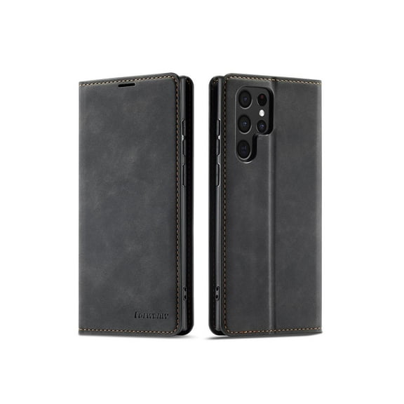 Samsung Galaxy S22 Ultra 5G 6.8 inch 2022 Case, Premium PU Leather Cover TPU Bumper with Card Holder Kickstand Hidden Magnetic Shockproof Flip Wallet Case