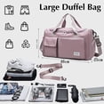 thumbnail image 2 of Bolsa de viaje plegable de gran capacidad, bolso de viaje ligero e impermeable, mochila de fin de semana, bolsa deportiva ajustable con separación seca y húmeda de 35 litros, 2 of 5
