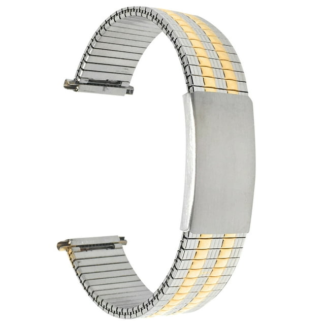 Bandini Bracelet de Montre Extensible en Acier Inoxydable 22mm Argent et Or (Bicolore) pour Hommes, Extrémité Droite, Longueur Réglable, Bracelet de Montre en Métal Extensible, Sans Boucle