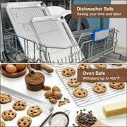 Walchoice Stainless Steel Baking Sheet with Rack Set(2 Pans + 2 Racks), Cookie Sheet Baking Tray with Cooling Racks for Home Restaurant, Oven & Dishwasher Safe