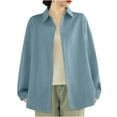 thumbnail image 5 of Sakmal Womens Barn Jacket with Collar Cotton Plus Size Blue Jacket Womens Tops XXL, 5 of 5