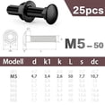 thumbnail image 1 of Lot de 25 M5 x 30mm Boulons de Chariot en Acier Inoxydable & Écrous de Bride Durables, 1 of 5