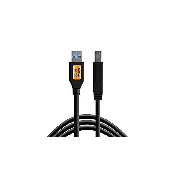 Tether Tools TetherPro USB 3.0 vers USB-A vers USB-B / pour un Transfert Rapide et une Connexion entre Caméra et Ordinateur / Noir Non Réfléchissant / 15 Pieds (4,6 m)