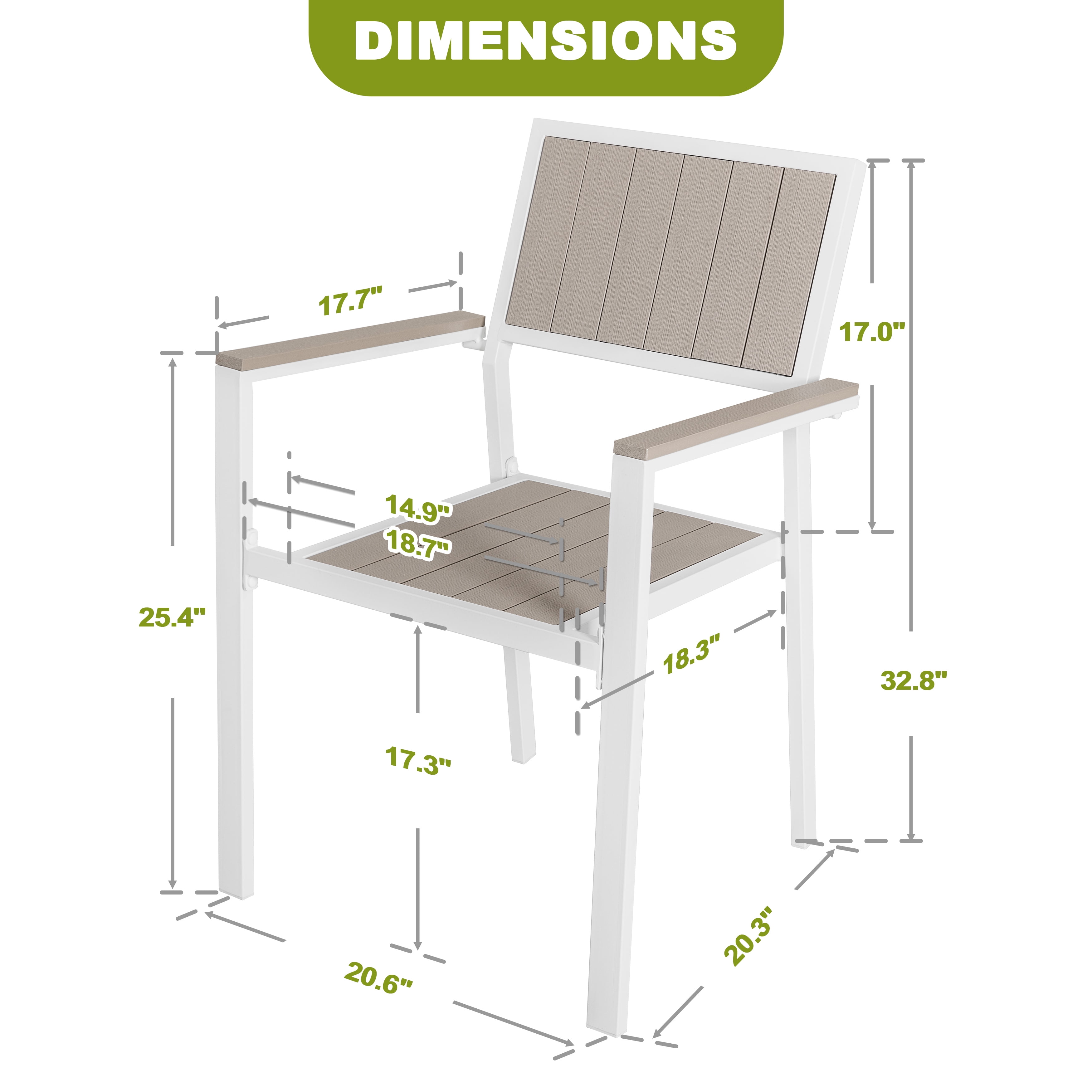 Nuu Garden Outdoor Stackable Chairs Lawn Chairs Set of 2 Faux Wood Patio Chairs Weather-Resistant Outdoor Dining Chairs for Outside Porch Backyard Deck Balcony, Light Brown