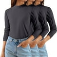 thumbnail image 2 of Comdrip Long Sleeve Undershirt for Women, Women's Slim Fitted Stretch Undershirt Tee Blouse Mock Turtleneck Shirts 3 Pack Thermal Undershirt for Women Grey M, 2 of 9
