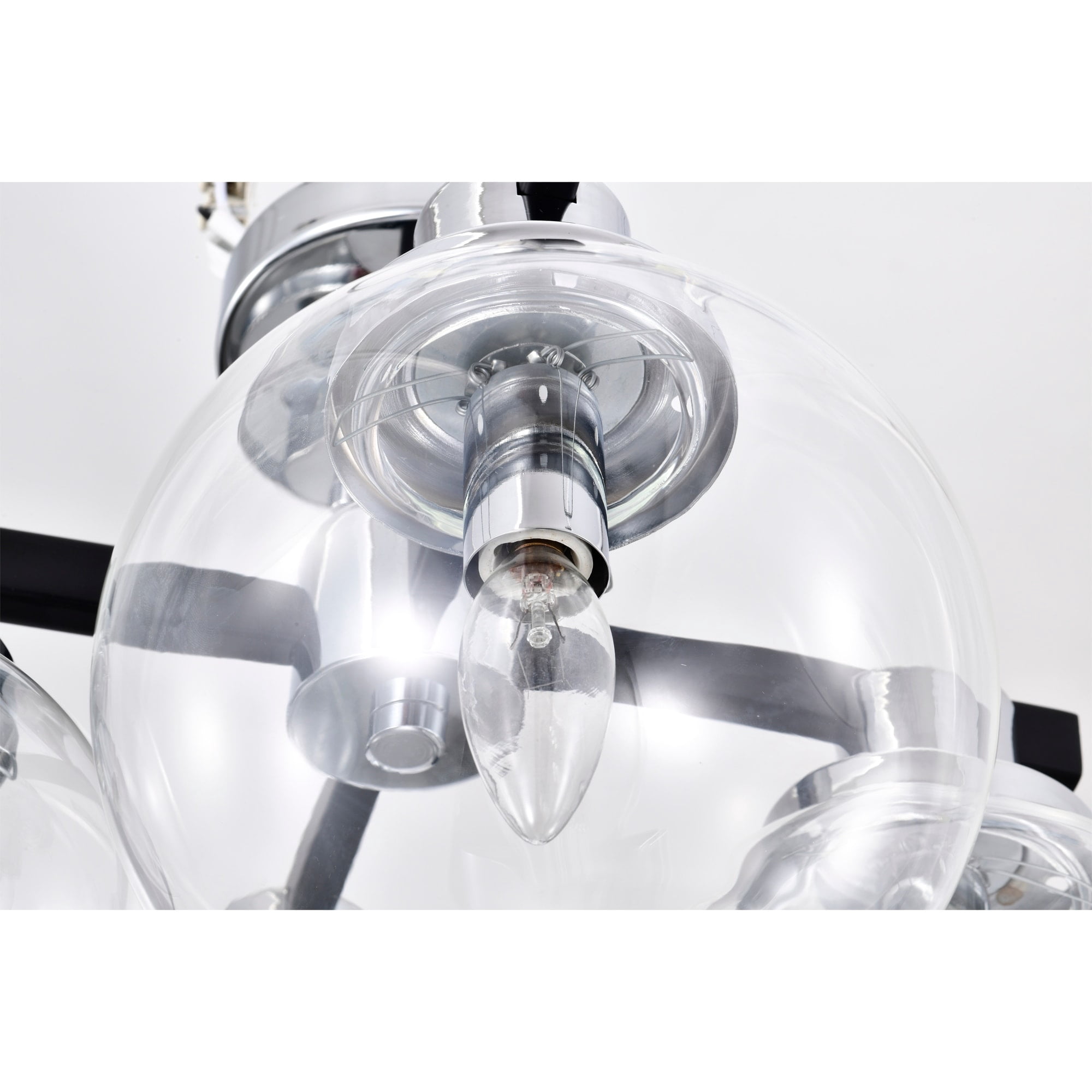 Hersilia 17.8 in. 4-Light Indoor Matte Black and Chrome Finish Semi-Flush Mount Ceiling Light with Light Kit
