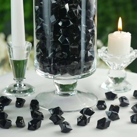 Efavormart 300 pcs BLACK Large Acrylic Ice Crystals Vase Fillers Table Scatters Decorations For Banquet Events Decorations