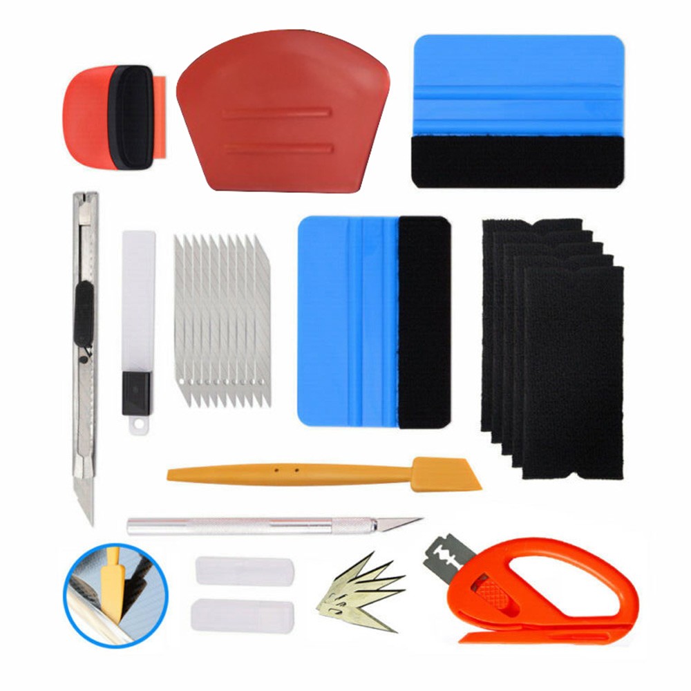 Vehicle Window Tint Film Install Vinyl Wrap Tool Kit Includes Felt Squeegee,  Safety Cutter, Utility Blades Vinyl Applicator Wrap Tools for Car Wrapping  Wallpaper 